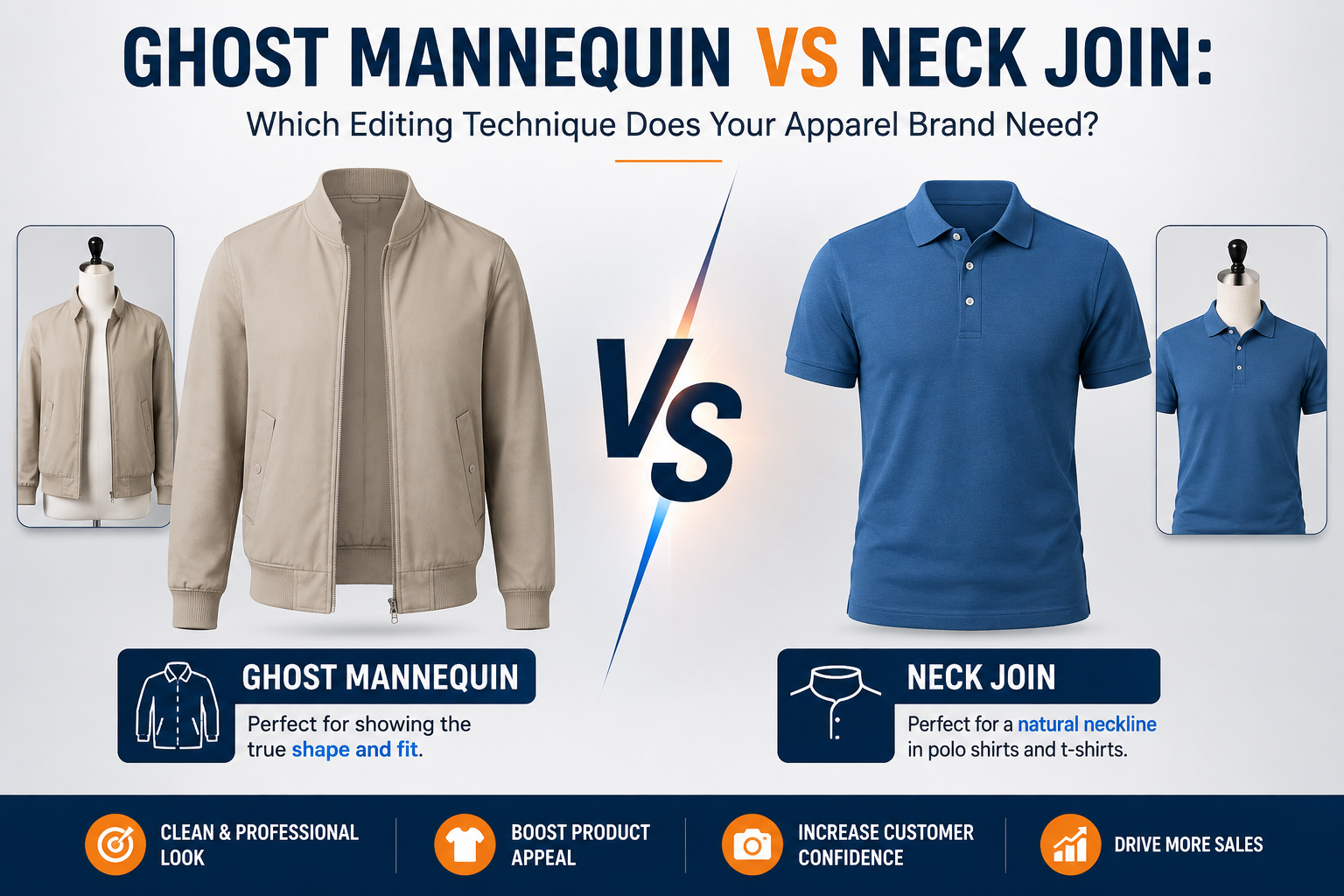 Ghost Mannequin vs Neck Join: Which Editing Technique Does Your Apparel Brand Need?